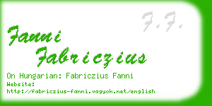 fanni fabriczius business card